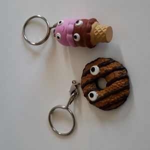 Kidrobot Ice Cream Cone and Stripe Cookie Keychains
